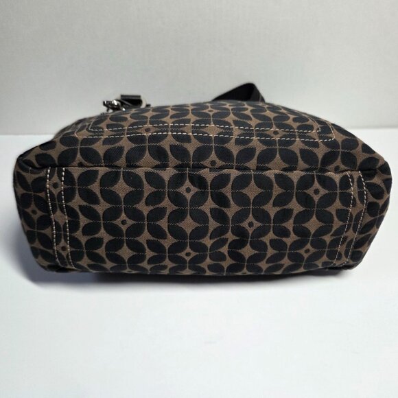 Fossil Purse Brown Black Signature Canvas Tote Shoulder Bag Boho Preppy Travel - Picture 6 of 13